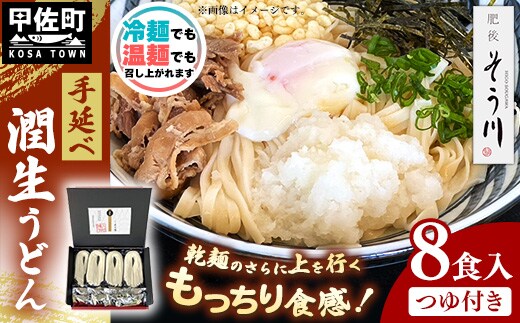 潤生うどん８食入り - 麺 800g 饂飩 国産小麦 麺類 乾麺 つゆ付 つるつる もちもち 潤い 早茹で 再熟成 こだわり 製法 ざるうどん 冬 温うどん 一年中 楽しめる 人気 おすすめ 熊本県 甲佐町【価格改定】