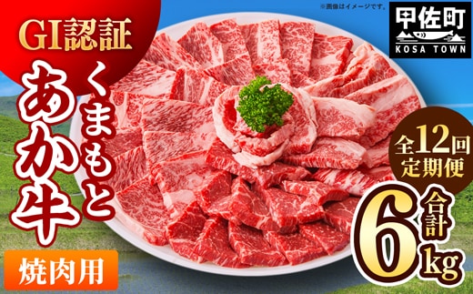 【毎月お届け】熊本県産 和牛 くまもとあか牛(GI) 焼肉用 500g【定期便12ヶ月コース】 - 肉 お肉 牛肉 くまもとあか牛 和牛 焼肉 冷凍 定期便 国産 九州産 熊本県産 熊本県 甲佐町