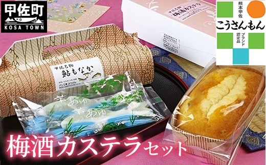 【甲佐ブランド】 梅酒カステラセット 【こうさんもん認定商品】- カステラ もなか 最中 モナカ 梅酒カステラ 大人の味 詰め合わせ セット ご当地 お土産 お菓子 熊本県 甲佐町