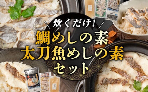 出汁で炊く！ 鯛めし/太刀魚飯の素セット (2合用各1セットずつ)《30日以内に出荷予定(土日祝除く)》熊本県 葦北郡 津奈木町 平国丸 鯛 太刀魚---st_fhirdasiset_30d_r7_13000_2set---