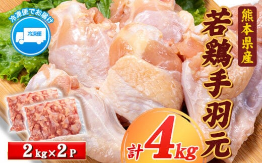 熊本県産 若鶏手羽元 約4kg 2kg×2P 《30日以内に出荷予定(土日祝除く)》 熊本県 葦北郡 津奈木町---fn_ftoriteba_30d_r7_10000_4kg---