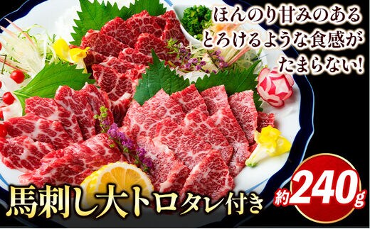 鮮馬刺し大トロ 約240g タレ付き 馬肉 冷凍 《60日以内に出荷予定(土日祝除く)》 新鮮 さばきたて 生食用 肉 熊本県葦北郡津奈木町 馬刺し 馬肉 希少部位---st_fsenootoro_60d_r7_33500_240g---