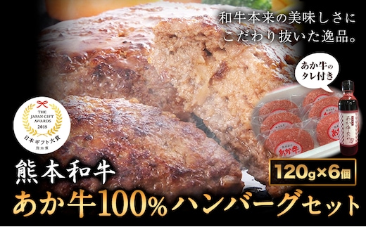 あか牛 100％ハンバーグ 120g×6個 あか牛のたれ付き 熊本県産 あか牛 あかうし 三協畜産 《30日以内に出荷予定(土日祝除く)》 熊本県 津奈木町 タレ付き ハンバーグ 熊本和牛 送料無料---st_fskhg_30d_r7_17500_720g---