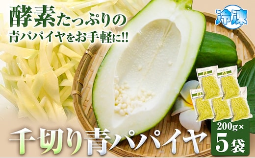青パパイヤ 千切り 200g×5袋 ゆいやわす《30日以内に出荷予定(土日祝除く）》熊本県 葦北郡 津奈木町 パパイヤ パパイア 野菜 健康野菜 国産 人気 お味噌汁 炒め物 サラダ に 酵素 食物繊維 たっぷり---st_fyuippsen_30d_r7_12000_1k---