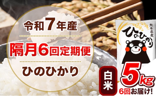 令和7年産【隔月6回定期便】白米 ひのひかり【2ヶ月に1回届く】 5kg 5kg×1袋《お申込み翌月から出荷》 熊本県産 精米 ひの 米 こめ ヒノヒカリ コメ お米 津奈木---hn7tei_75000_5kg_ev2mo6_tn_h---