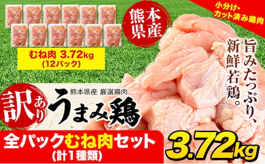 鶏肉 うまみ鶏 全パックむね肉セット(計1種類) 合計3.72kg 鶏肉 鶏肉 冷凍 小分け《7-14日以内に出荷予定(土日祝除く)》カット済み 鶏肉 鶏 むね肉 若鶏 胸肉むね肉 鶏肉 鶏肉 胸肉 ---tn_fummc1_wx_r7_13500_3720g---