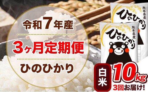 令和7年産 【3ヵ月定期便】白米 ひのひかり 定期便 10kg 5kg×2袋《お申込み翌月から出荷》 熊本県産 精米 ひの 米 こめ ヒノヒカリ コメ お米---hn7tei_64500_10kg_mo3_tn_h---