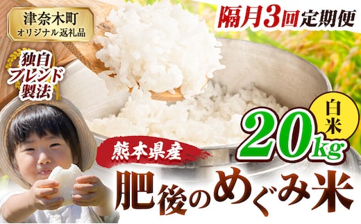 【3回隔月定期便】白米 熊本県産 ブレンド米 肥後のめぐみ米 20kg 熊本県産 ふるさと納税 精米 米 こめ ふるさとのうぜい コメ お米 おこめ《お申込み翌月から出荷》---tn_hmgtei_133500_20kg_h_ev2mo3---