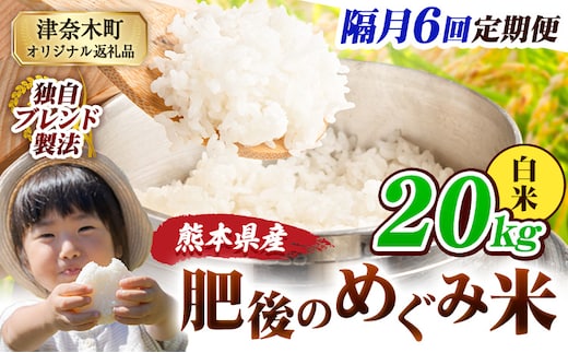 【6回隔月定期便】白米 熊本県産 ブレンド米 肥後のめぐみ米 20kg 熊本県産 ふるさと納税 精米 米 こめ ふるさとのうぜい コメ お米 おこめ《お申込み翌月から出荷》---tn_hmgtei_267000_20kg_h_ev2mo6---