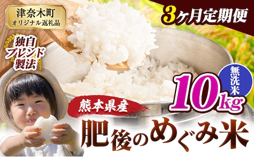 【3ヶ月定期便】無洗米 熊本県産 ブレンド米 肥後のめぐみ米 10kg 熊本県産 ふるさと納税 精米 米 こめ ふるさとのうぜい コメ お米 おこめ《お申込み翌月から出荷》---tn_hmgtei_67500_10kgm_mo3---