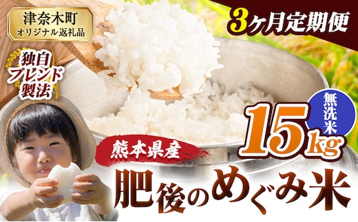 【3ヶ月定期便】無洗米 熊本県産 ブレンド米 肥後のめぐみ米 15kg 熊本県産 ふるさと納税 精米 米 こめ ふるさとのうぜい コメ お米 おこめ《お申込み翌月から出荷》---tn_hmgtei_100500_15kgm_mo3---