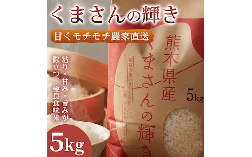 【極良食味】熊本県産くまさんの輝き 5kg 1セット｜15年育成の甘み際立つブランド米 米 国産米 ブランド米 農園直送 家庭用 ギフト お取り寄せ 熊本県