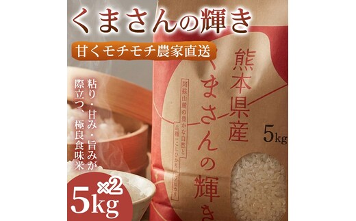 【極良食味】熊本県産くまさんの輝き10kg(5kg×2袋) 1セット｜15年育成の甘み際立つブランド米 米 国産米 ブランド米 農園直送 家庭用 ギフト お取り寄せ 熊本県