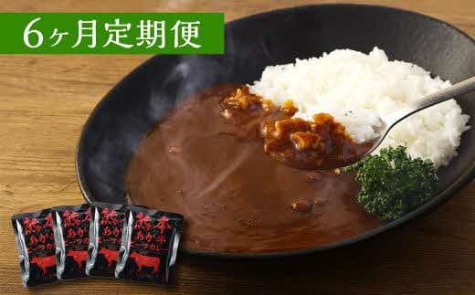 【6ヶ月定期便】熊本県産あか牛使用 くまもとあか牛 ビーフカレー 4人前 計640g(160g×4袋)