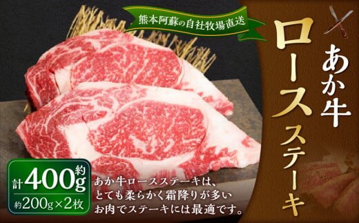 あか牛 ロースステーキ 約400g(あか牛ロースステーキ 約200g×2枚)肉 お肉 牛肉 和牛 褐毛和種 国産 九州産 冷凍 熊本県 湯前町