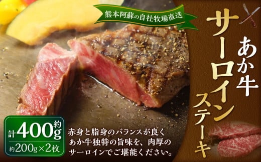 あか牛 サーロインステーキ 約400g(あか牛サーロインステーキ 約200g×2枚) 肉 お肉 牛肉 和牛 褐毛和種 国産 九州産 冷凍 熊本県 湯前町