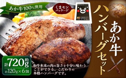 くまモン あか牛ハンバーグセット(あか牛ハンバーグ120g×6個)合計720g 和牛 国産 九州産 惣菜 冷凍 熊本県 湯前町