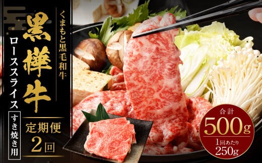 【2回定期便】 黒樺牛 ロース すき焼き用 250g 計500g 黒毛和牛 霜降り肉 すき焼き しゃぶしゃぶ 冷凍