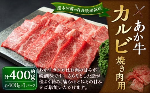 あか牛 カルビ 焼き肉用 400g(あか牛バラカルビ 約400g×1パック) 肉 お肉 牛肉 和牛 褐毛和種 国産 九州産 冷凍 熊本県 湯前町