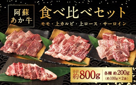 阿蘇あか牛 食べ比べセット(モモ・上カルビ・上ロース・サーロイン)各約200g 計約800g 国産牛 牛 牛肉 肉 和牛 赤牛 赤身 阿蘇 食べ比べ 熊本県 湯前町