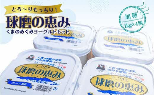 【順次発送】球磨の恵みヨーグルトセット(加糖1kg×4個)