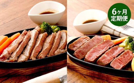 【6ヶ月定期便】くまもとあか牛 ヒレステーキ 約300g ・ ロースステーキ 約400g 計約4.2kg 肉 牛肉 あか牛 赤牛 赤身 ブランド牛 ステーキ ヒレ ロース 国産 冷凍