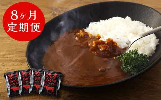 【8ヶ月定期便】熊本県産あか牛使用 くまもとあか牛 ビーフカレー 4人前 計640g(160g×4袋)