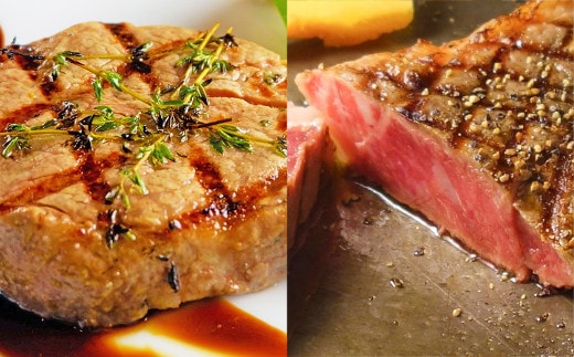 あか牛極上ヒレ&サーロインステーキセット (あか牛ヒレステーキ150g、あか牛サーロインステーキ200g×2枚、あか牛のたれ200ml付き)