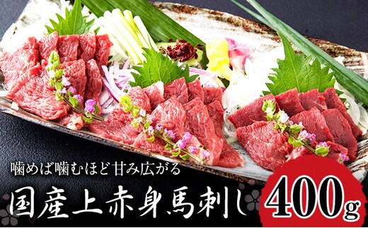 国産上赤身馬刺し 400g 桜屋 醤油4袋《30日以内に出荷予定(土日祝除く)》---sy_fskakm_30d_26_17000_400g---