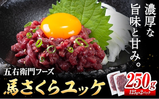 馬肉 馬さくらユッケ 125g × 2パック 250g 五右衛門フーズ 《60日以内に出荷予定(土日祝除く)》 熊本県 球磨郡 山江村 馬肉 肉 国産 馬 さくら ユッケ 小分け 送料無料---sy_fgoeskyk_60d_r7_14000_250g---