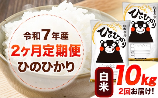 令和7年産 【2ヶ月定期便】 白米 ひのひかり 10kg 《お申し込み月の翌月から出荷開始》 熊本県産 無洗米 白米 精米 ひの 送料無料 熊本県 山江村 SDGs むせんまい 米 コメ こめ 国産---hn7tei_51000_10kg_mo2_ym_h---