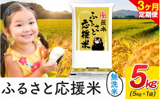 米 無洗米 家庭用 熊本 ふるさと応援【3ヶ月定期便】米 5kg 5kg×1袋《お申込み翌月から出荷》 熊本県産 白米 精米 山江村 ブレンド米 国産 おうちご飯 むせんまい お米---ym_youenmimtei_5kg_40500_mo3---
