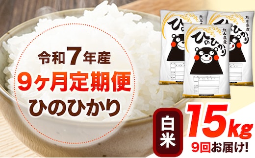 令和7年産 【9ヶ月定期便】 白米 ひのひかり 15kg 《お申し込み月の翌月から出荷開始》 熊本県産 無洗米 白米 精米 ひの 送料無料 熊本県 山江村 SDGs むせんまい 米 コメ こめ 国産---hn7tei_337500_15kg_mo9_ym_h---