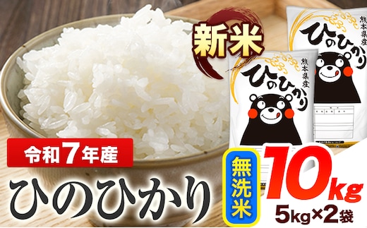 新米 令和7年産 ひのひかり 無洗米 10kg 《7-14日以内に出荷予定(土日祝除く)》 熊本県産 無洗米 精米 ひの 送料無料 熊本県 山江村---ym_hn7_wx_25500_10kg_m---