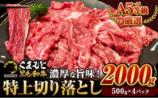 くまもと黒毛和牛 ウデ・モモ 赤身切り落とし 2000g (500g×4) 牛肉 冷凍 《30日以内に出荷予定(土日祝除く)》冷凍庫 個別 取分け 小分け 個包装 モモ スライス 肉 お肉 しゃぶしゃぶ すき焼きA5 A4---ym_fkkrgmuar_30d_r7_35000_2000g---