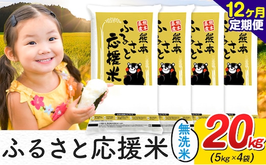 【定期】熊本ふるさと応援米 20kg(無洗米)(5kg×4袋)【12ヶ月】《お申込み翌月から出荷》 熊本県産 白米 精米 山江村 ブレンド米 国産 おうちご飯 むせんまい お米---ym_youenmimtei_20kg_510000_mo12---