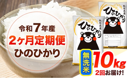 令和7年産 【2ヶ月定期便】 無洗米 ひのひかり 10kg 《お申し込み月の翌月から出荷開始》 熊本県産 無洗米 白米 精米 ひの 送料無料 熊本県 山江村 SDGs むせんまい 米 コメ こめ 国産---hn7tei_51000_10kg_mo2_ym_m---