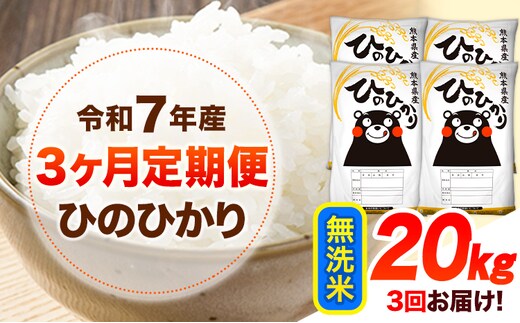 【定期】ひのひかり20kg(無洗米)(5kg×4袋)【3ヶ月】《お申込み翌月から出荷》 熊本県産 無洗米 精米 ひの 送料無料 熊本県 山江村 SDGs 米 コメ こめ 国産---hn7tei_129000_20kg_mo3_ym_m---