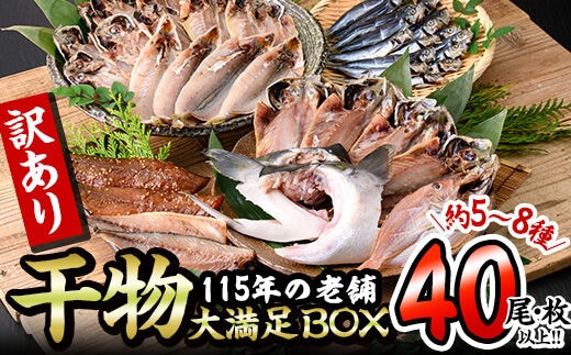 訳あり＞ 干物大満足BOX (40尾以上・5-8種) 【AQ68】【(株)やまろ渡邉