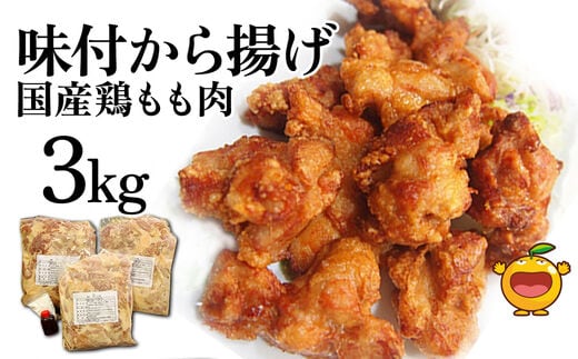 【国産鶏もも】 肉味付唐揚げ 1kg×3袋(合計3kg）| からあげ 弁当 おかず お惣菜 大分県 九州 津久見市 国産