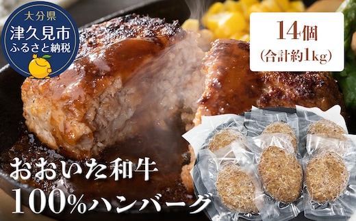 おおいた和牛100% ハンバーグ 約70g×14個 合計約1kg | 牛肉 惣菜 大分県 九州 津久見市 国産