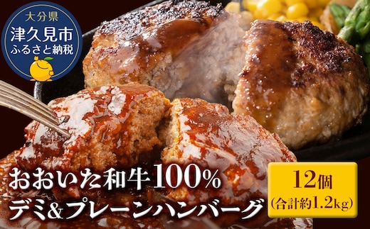 おおいた和牛100% デミ＆プレーンハンバーグ 12個 合計約1.2kg | 牛肉 惣菜 大分県 九州 津久見市 国産