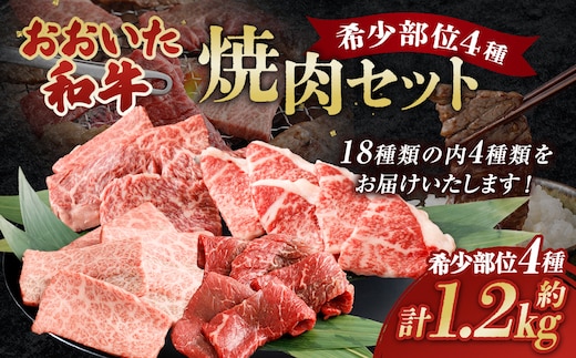 おおいた和牛 希少部位4種焼肉セット 約1.2kg(約800g・約400g 各1箱セット)