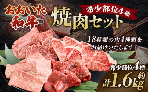 おおいた和牛 希少部位4種焼肉セット 約1.6kg(約800g×2箱)