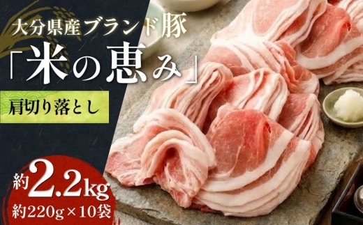 大分県産ブランド豚「米の恵み」肩切り落とし 約2.2kg 220g×10袋 小分け