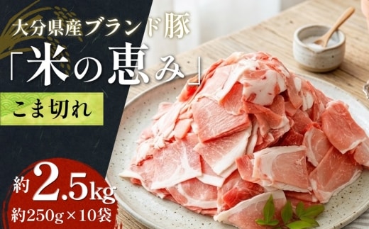 大分県産ブランド豚「米の恵み」こま切れ 約2.5kg 切り落とし モモ 肩 小分け