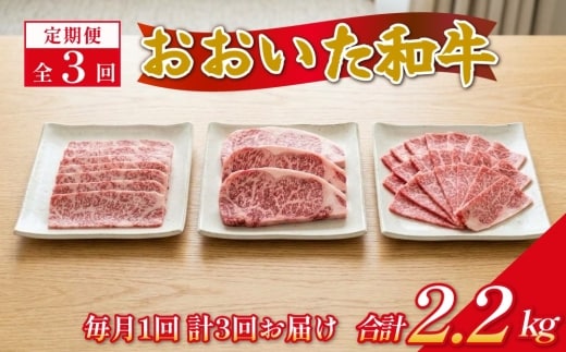 【3ヶ月定期便】おおいた和牛（もも・ロースステーキ・肩ローススライス）定期便