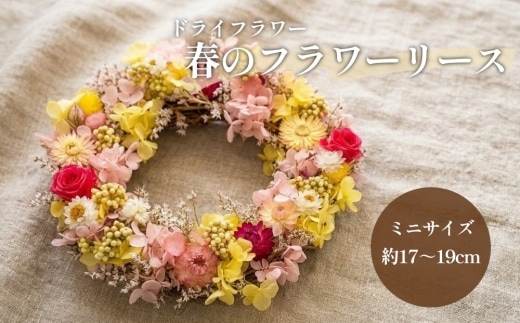 【ドライフラワー】春のフラワーリース ミニサイズ 約17～19cm