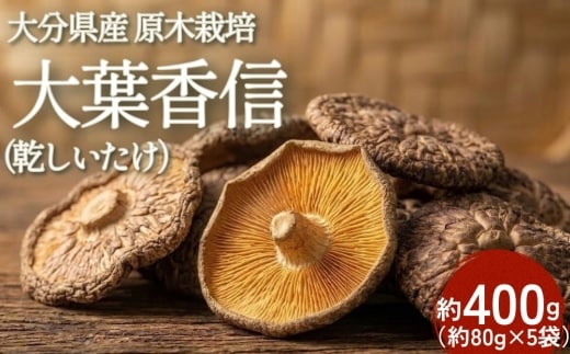 FOK20 大分県産原木栽培乾しいたけ 大葉香信 約400g（約80g×5袋）