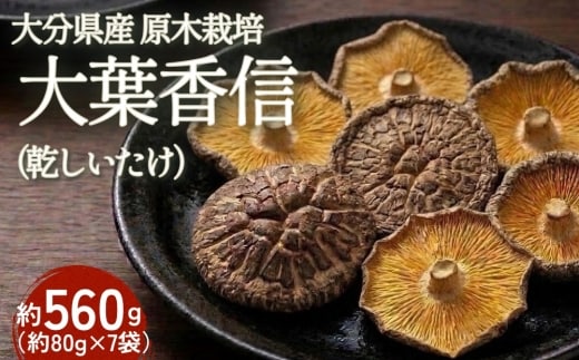 FOK28 大分県産原木栽培乾しいたけ 大葉香信 約560g（約80g×7袋）